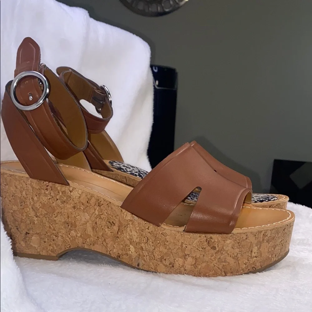 Dolce Vita Brown Platform Cork Wedge Sandals
